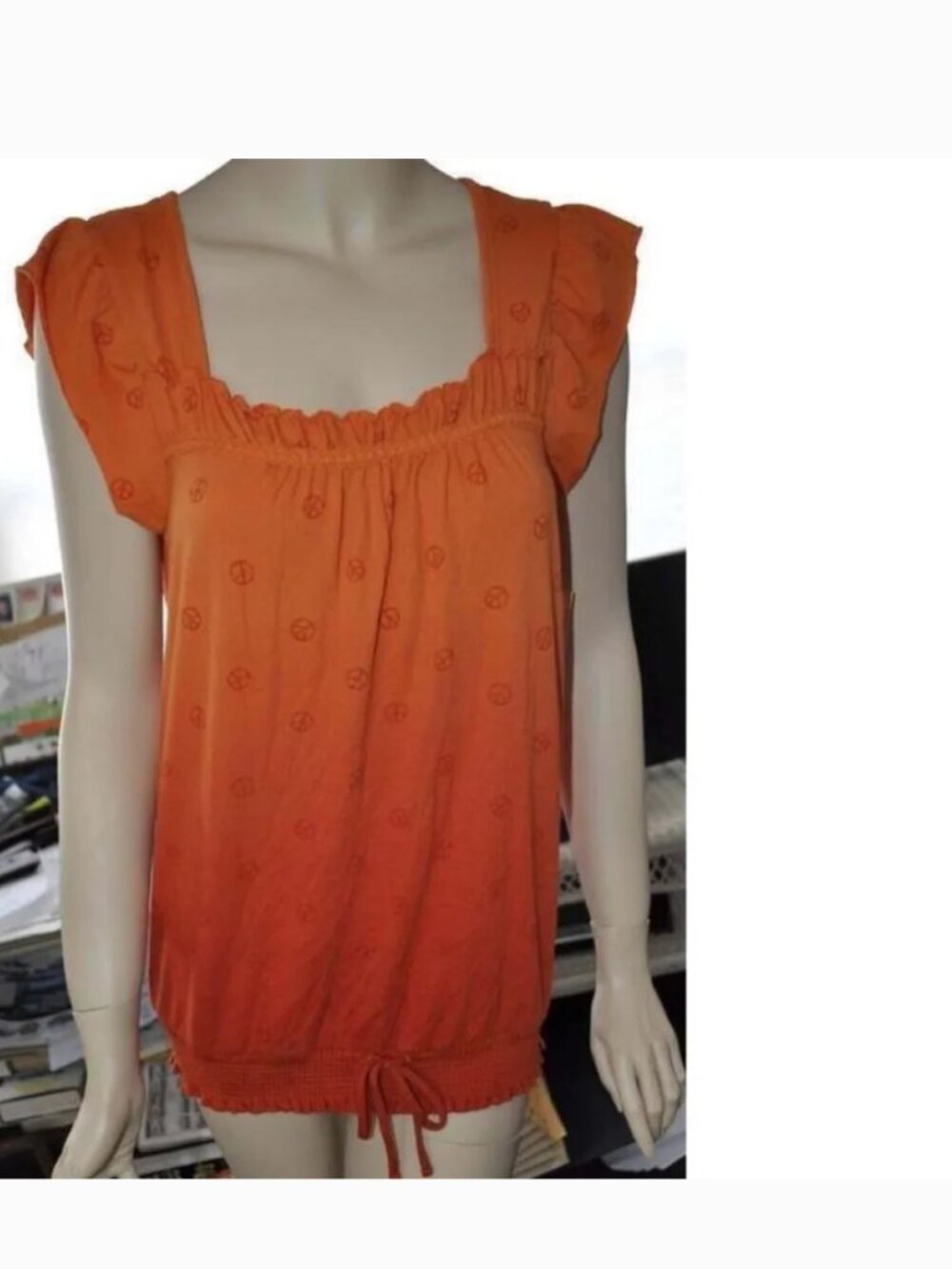 Mudd Orange Short Sleeve Peasant Top